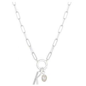 Unwritten Cubic Zirconia Initial Y  Freshwater Pearl 18" Silver Plate Necklace